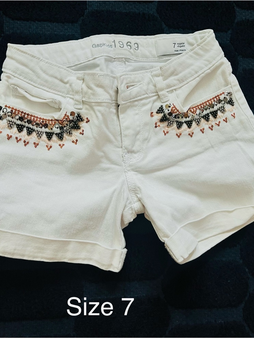 GAP White Embellished Girls' Jean Shorts